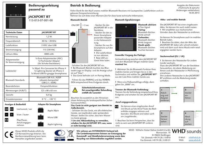 WHD ACKPORT BT User manual