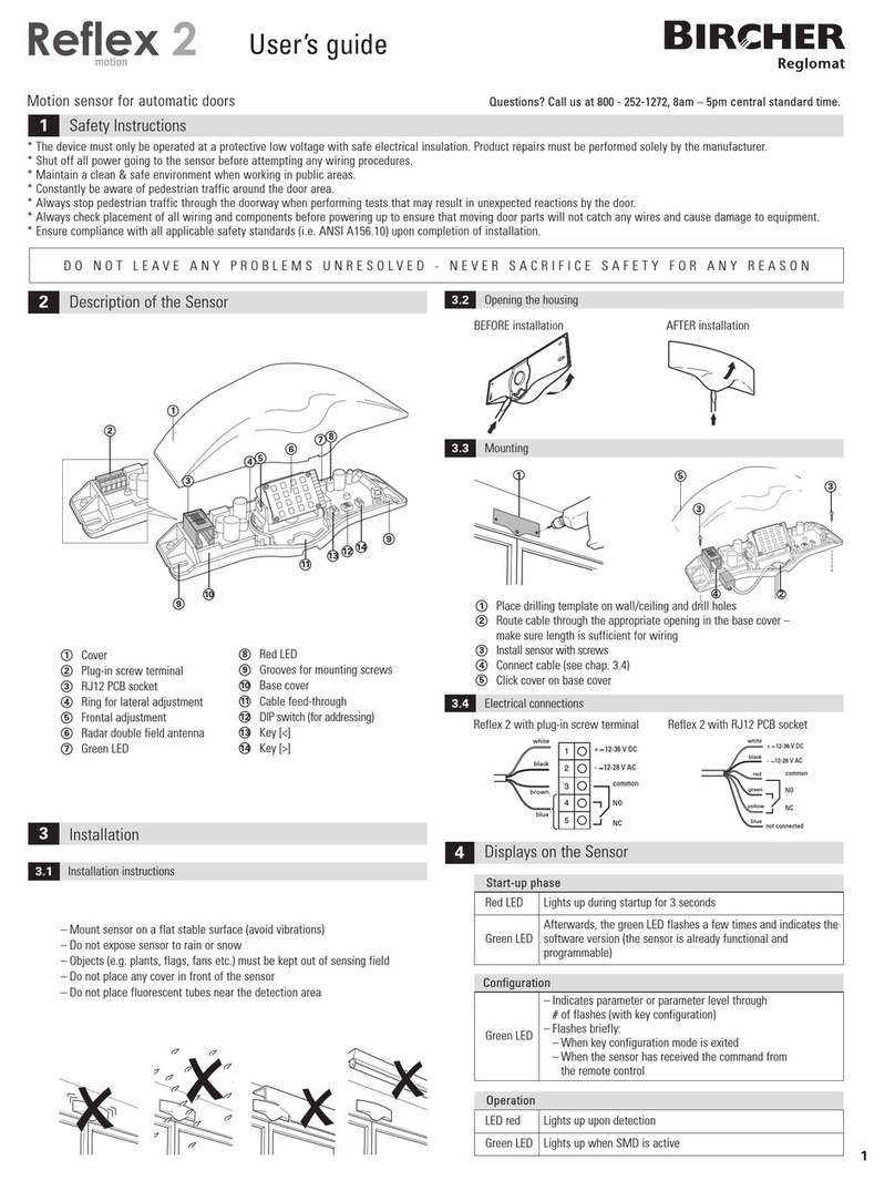Bircher Reglomat Reflex motion 2 user guide