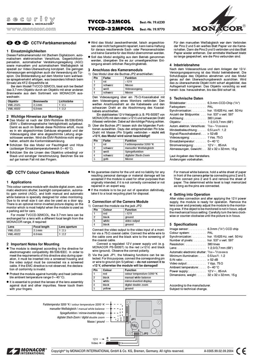 Monacor TVCCD-32MCOL manual