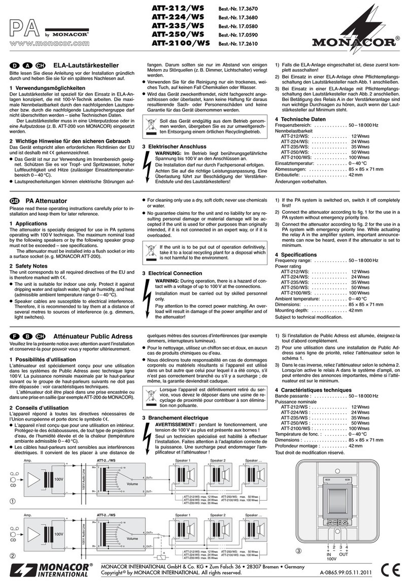 Monacor ATT-212/WS operating instructions