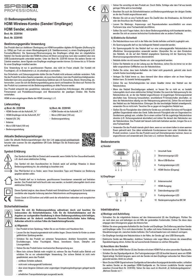 Speaka Professional 2226164 User manual