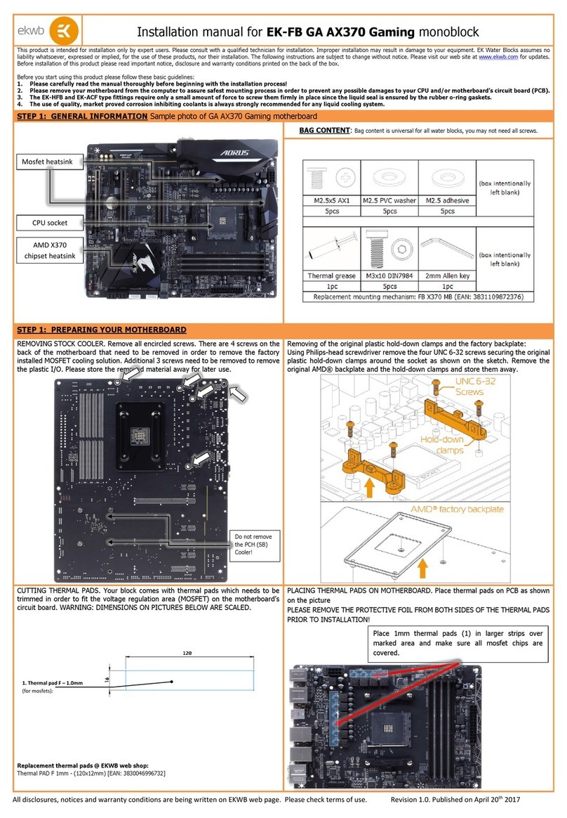 ekwb EK-FB GA AX370 Gaming RGB Monoblock User manual