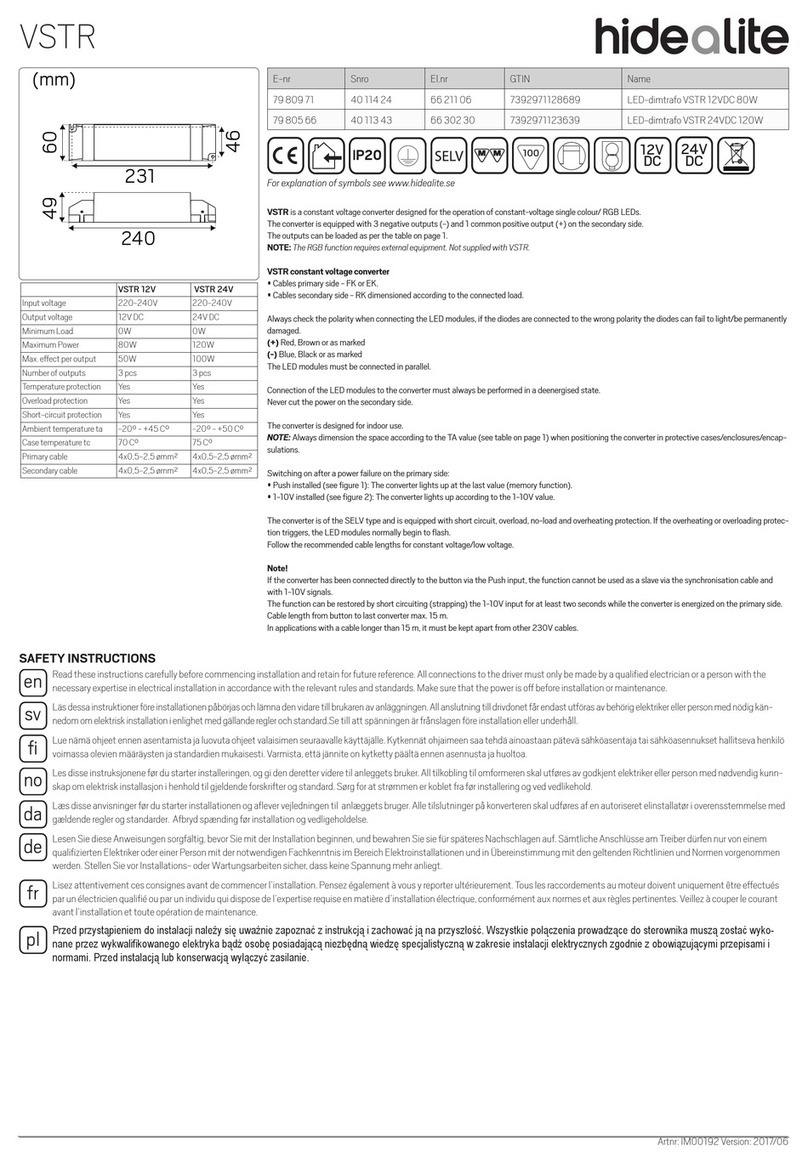 hidealite VSTR Series User manual