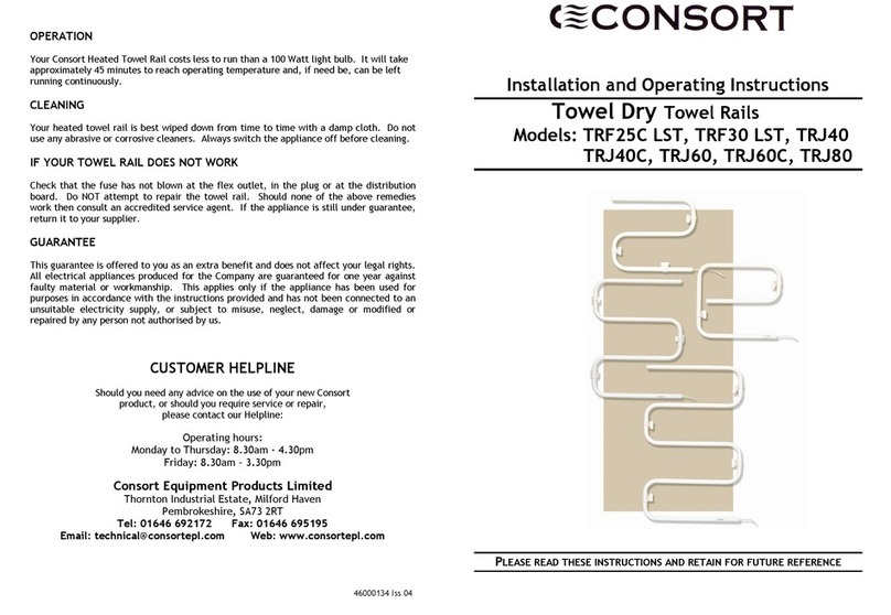 Consort TRF25C LST Installation and operating instructions