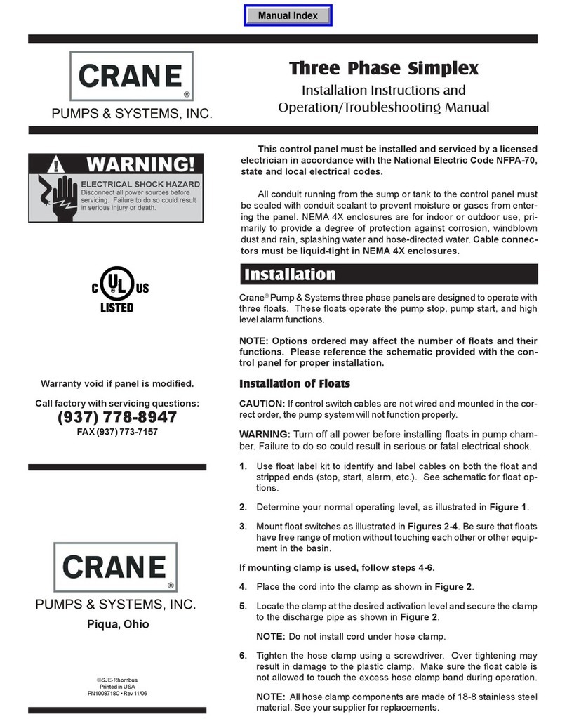 CRANE PUMPS & SYSTEMS Three Phase Simplex Installation Instructions and Operation/Troubleshooting Manual