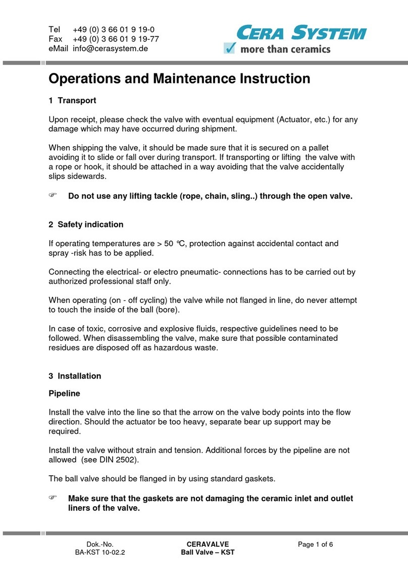 Cera System CeraValve KST Series Operation and maintenance instructions