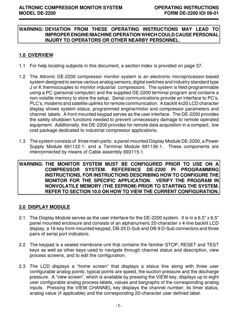 Altronic DE-2200 operating instructions