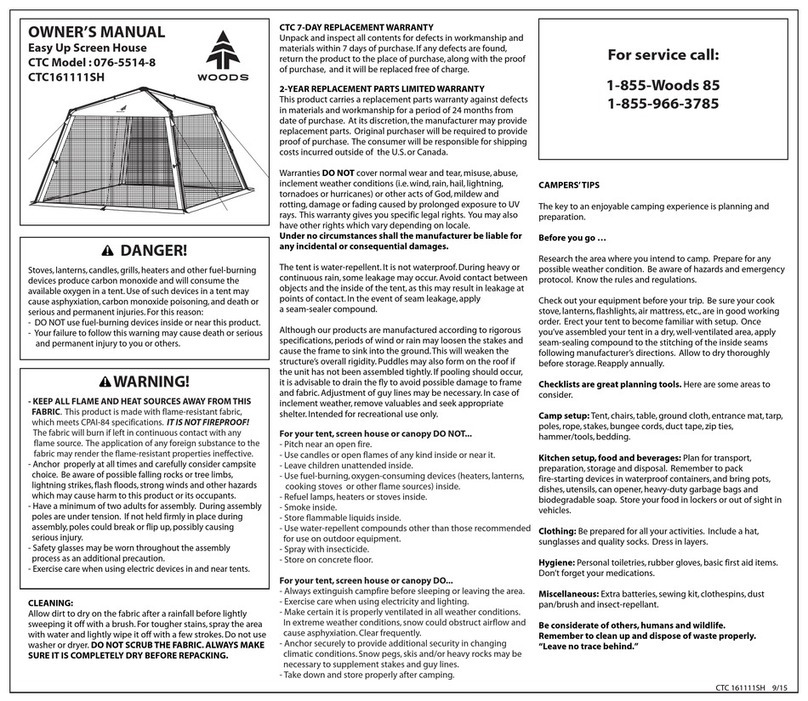 Woods Easy Up Screen House owner's manual