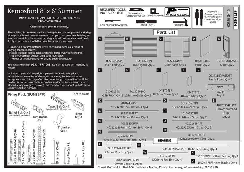 Forest garden Kempsford 8 x 6 Summer User manual