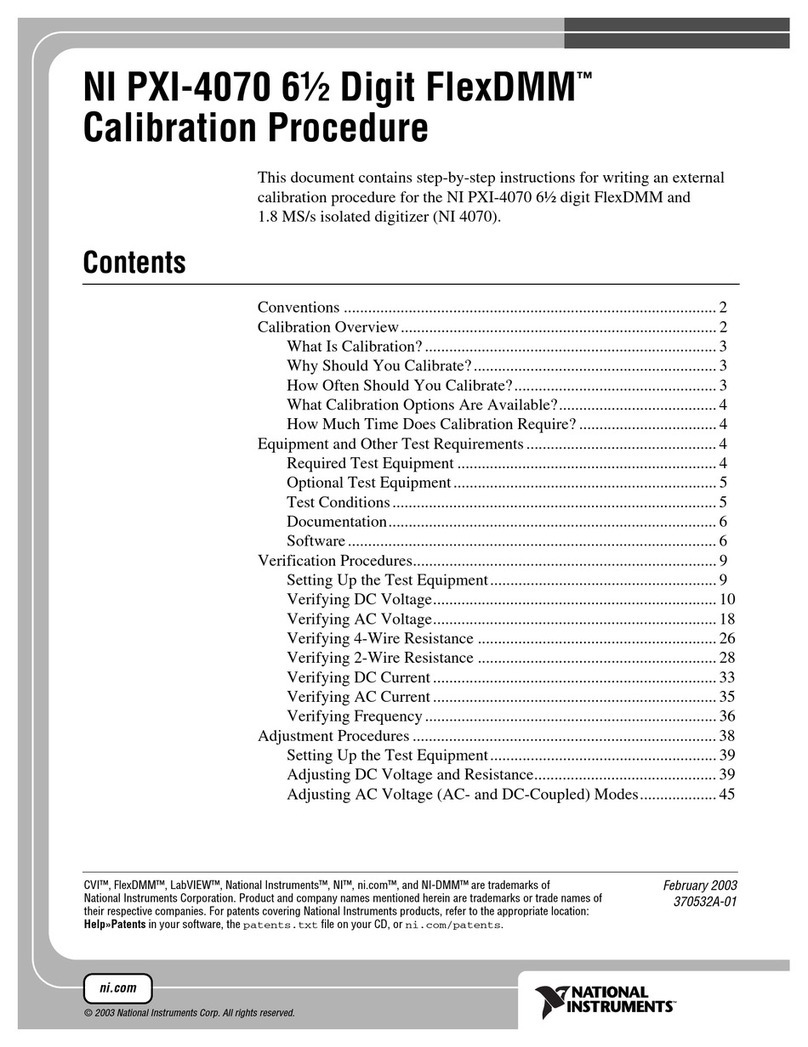 National Instruments PXI-4070 6 1/2 Digit FlexDMM CALIBRATION PROCEDURE National Instruments PXI-4070 6 1/2 Digit FlexDMM CALIBRATION PROCEDURE