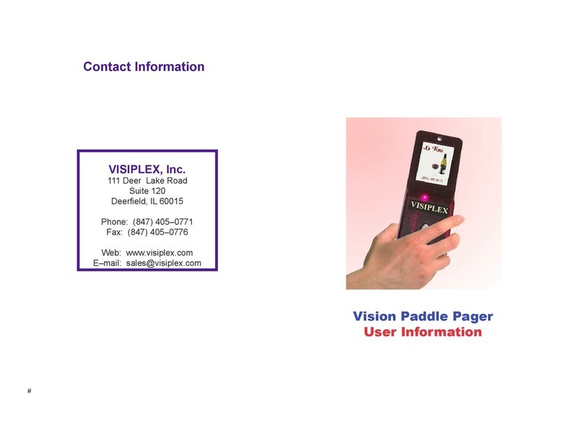visiplex Vision Paddle Pager Operation manual