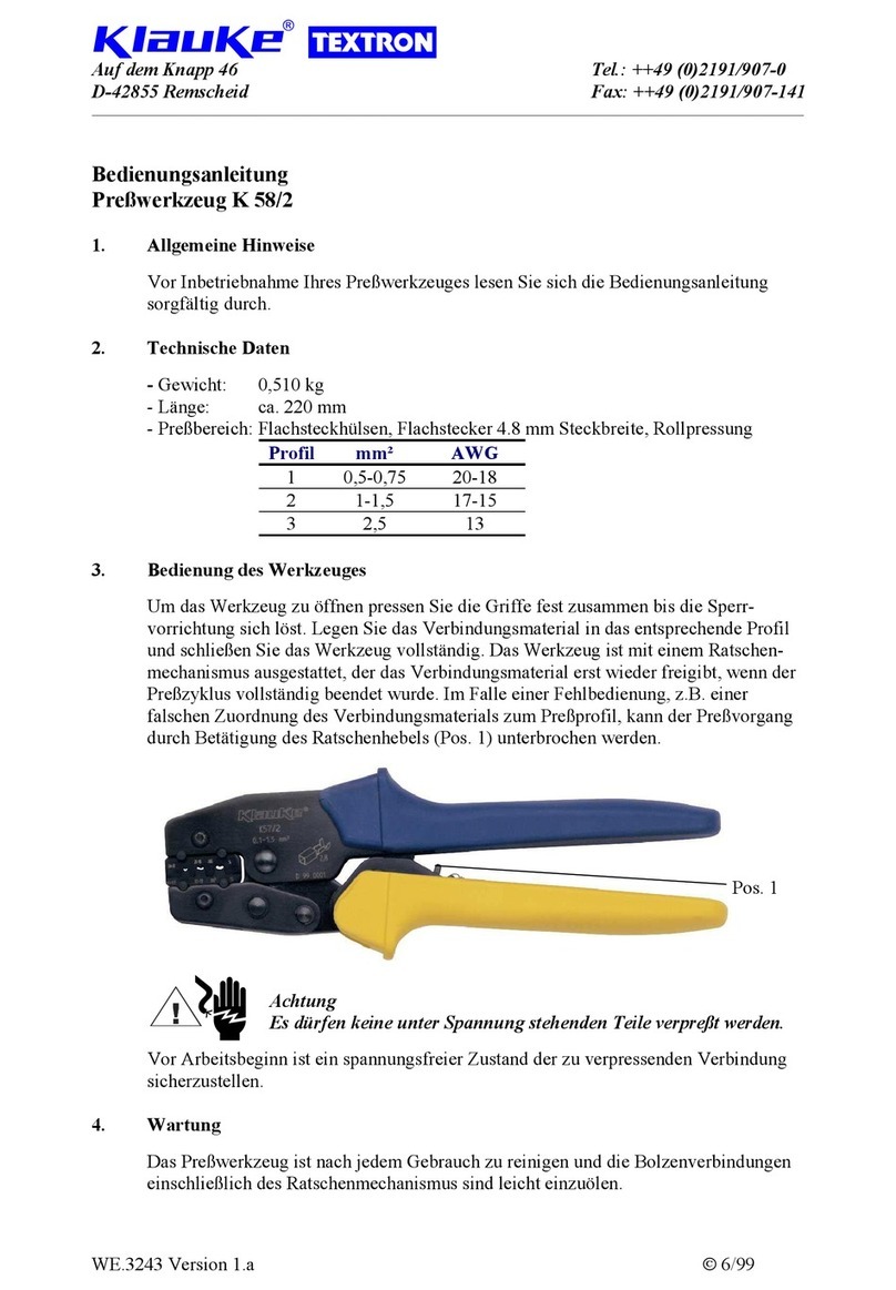 Textron Klauke K 58 2 User manual Textron Klauke K 58 2 User manual