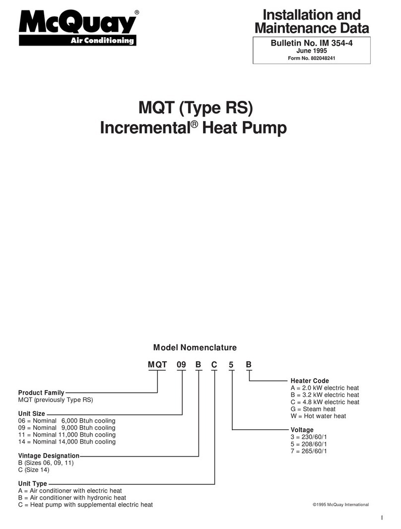 McQuay Incremental MQT Series Installation and maintenance data