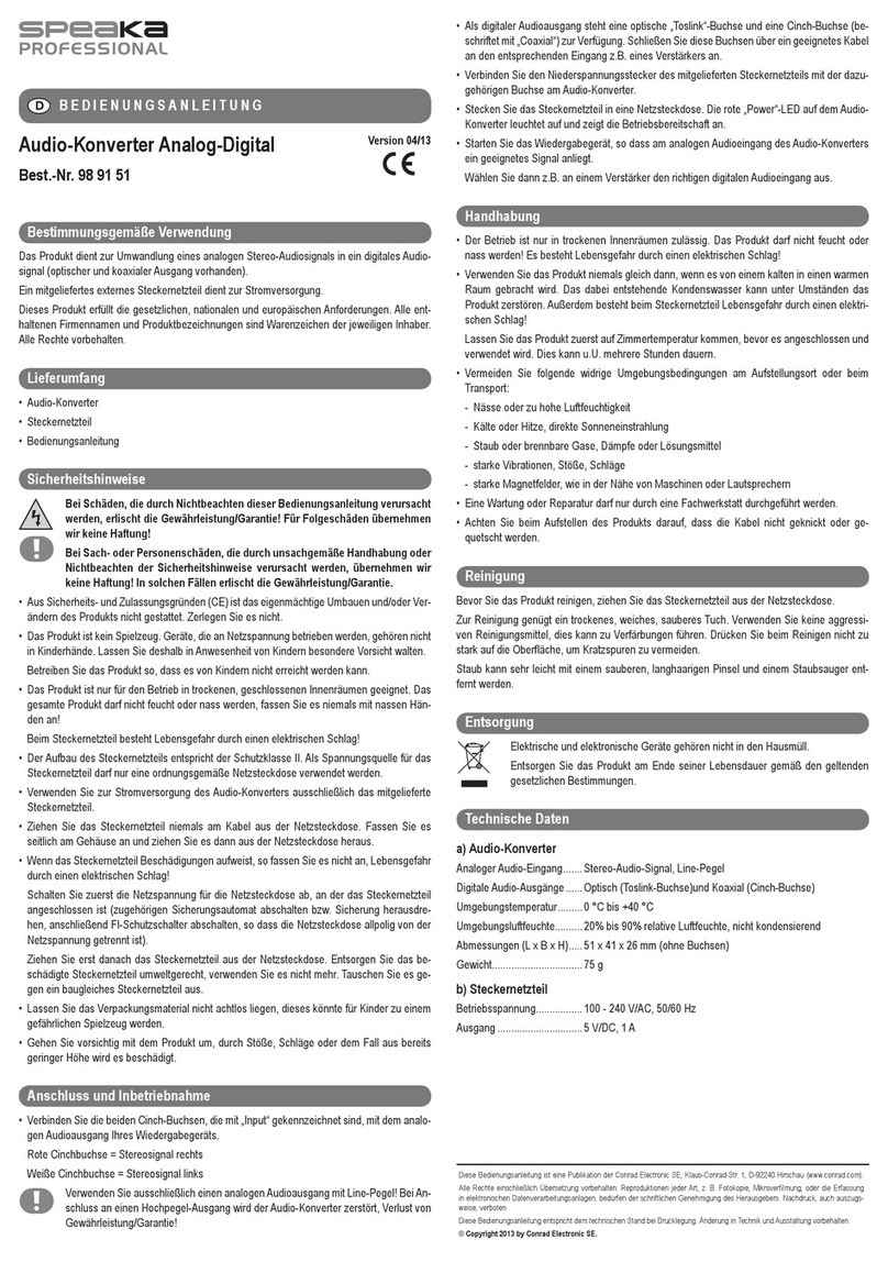 Speaka Professional SP-3956604 operating instructions Speaka Professional SP-3956604 operating instructions
