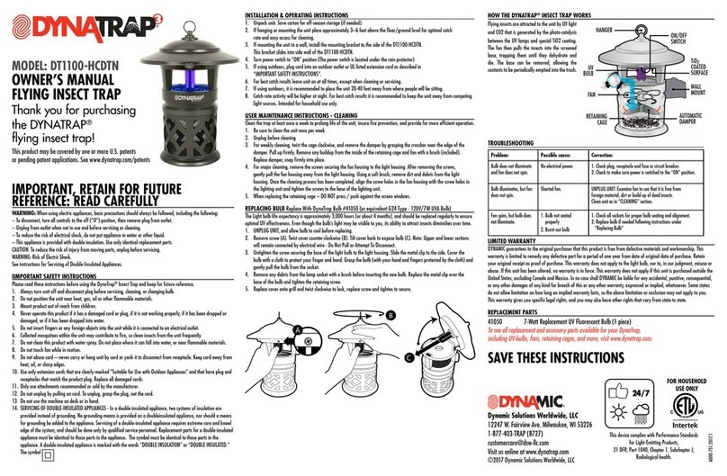 DynaTrap DT1100-HCDTN User manual