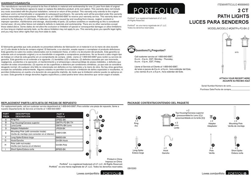 LF PORTFOLIO QM7Pc-P2-BK-2 quick start guide