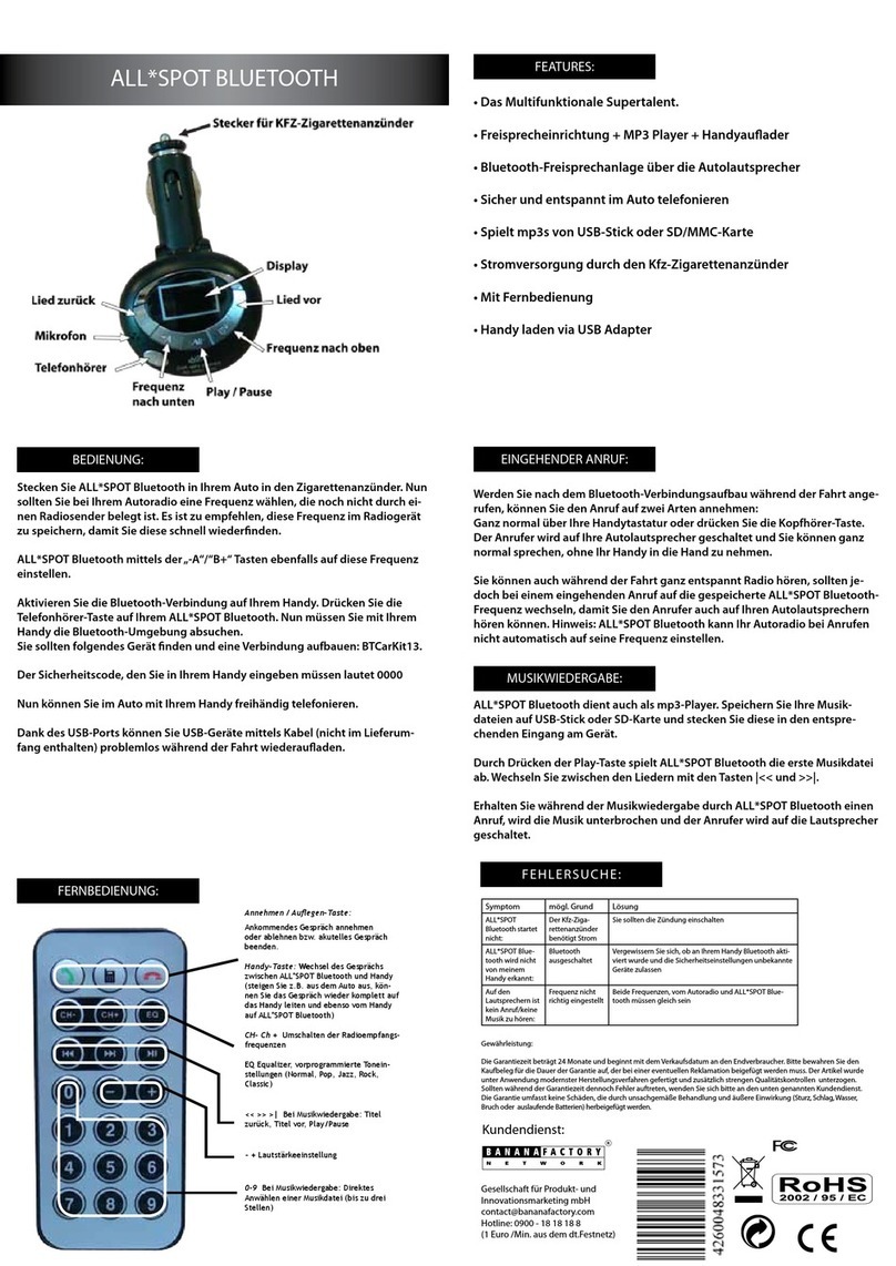 Banana Factory ALL SPOT BLUETOOTH quick start guide