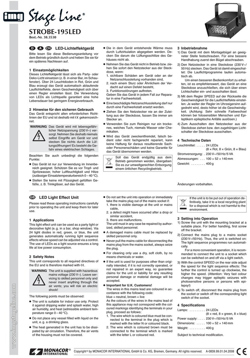 Monacor IMG STAGELINE STROBE-195LED User manual