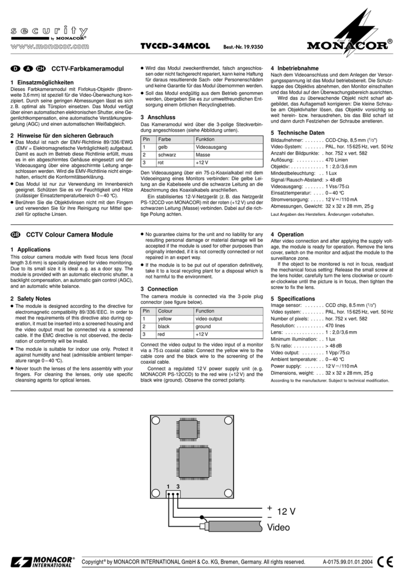 Monacor TVCCD-34MCOL User manual