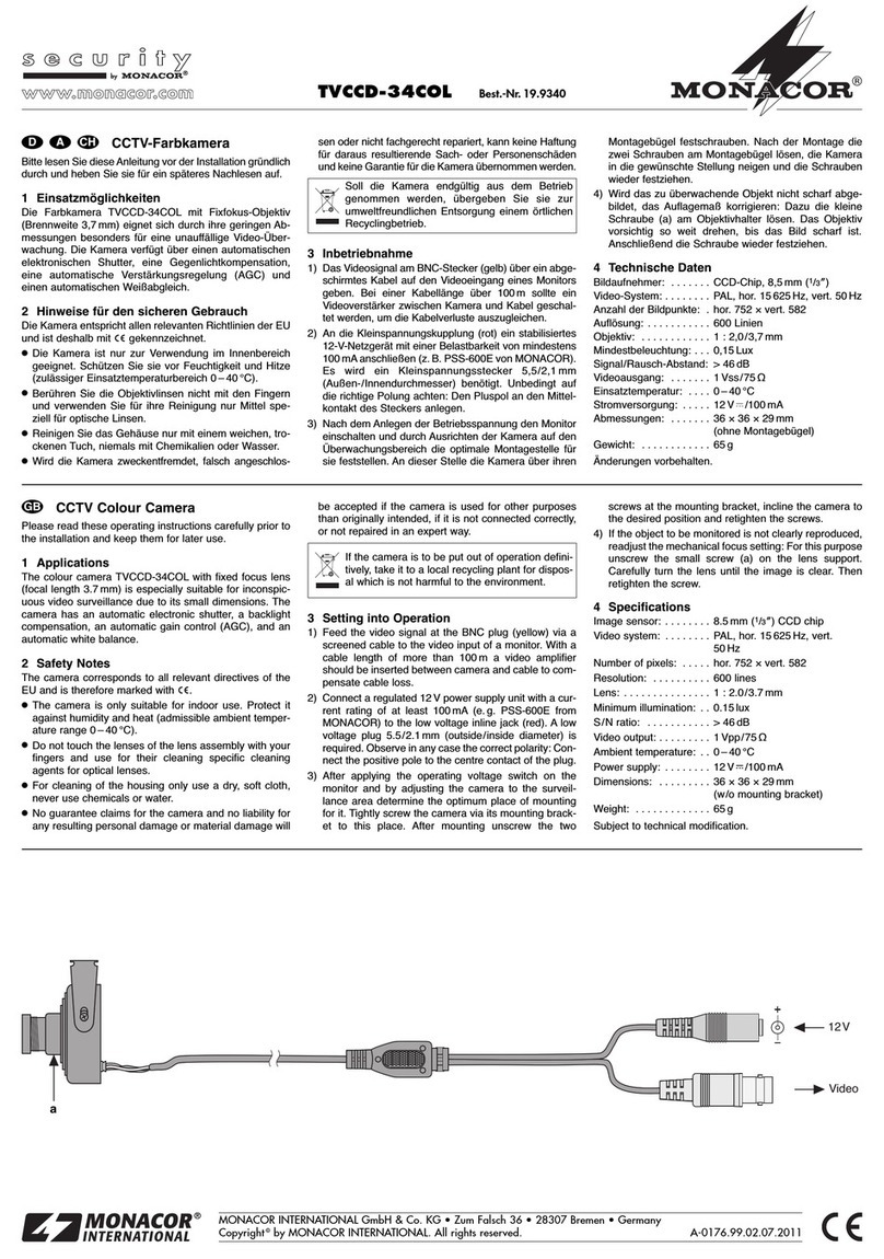 Monacor TVCCD-34COL operating instructions