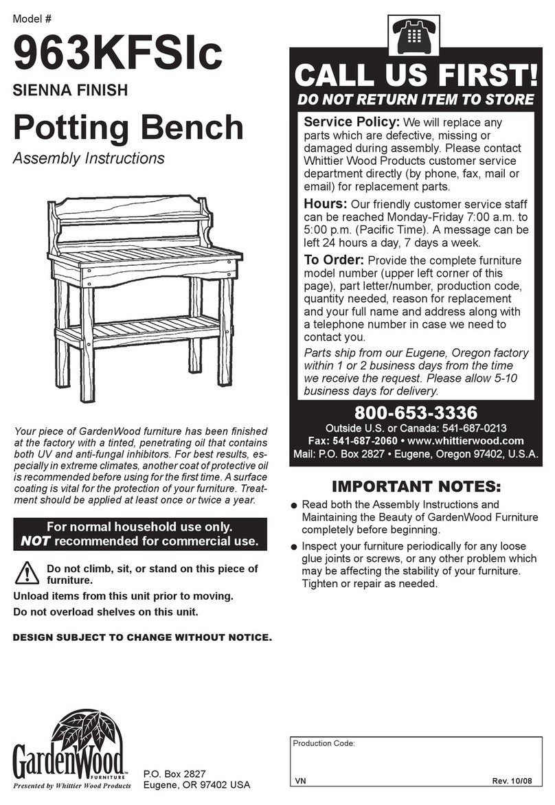 Garden Wood Furniture SIENNA FINISH 963KFSIc Assembly instructions Garden Wood Furniture SIENNA FINISH 963KFSIc Assembly instructions