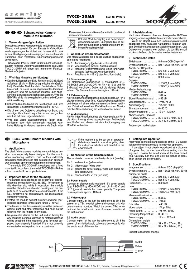 Monacor TVCCD-30MA manual
