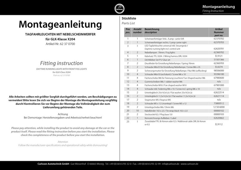 Carlsson 62 37 0700 FITTING INSTRUCTION