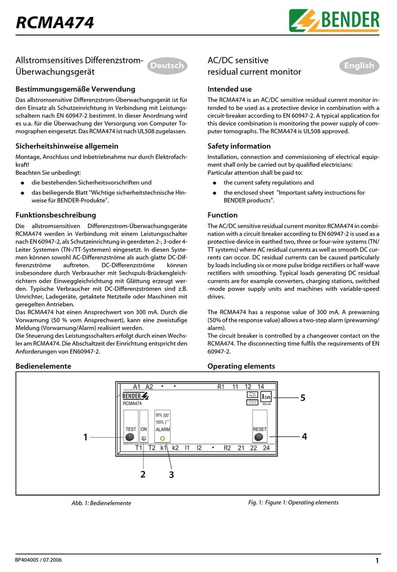 Bender RCMA474 User manual