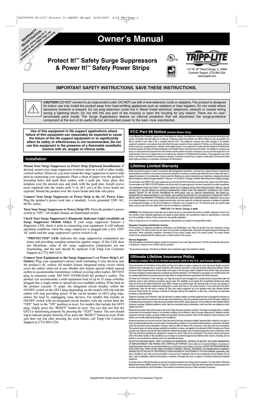 Tripp Lite Protect It! TLM825SA User manual