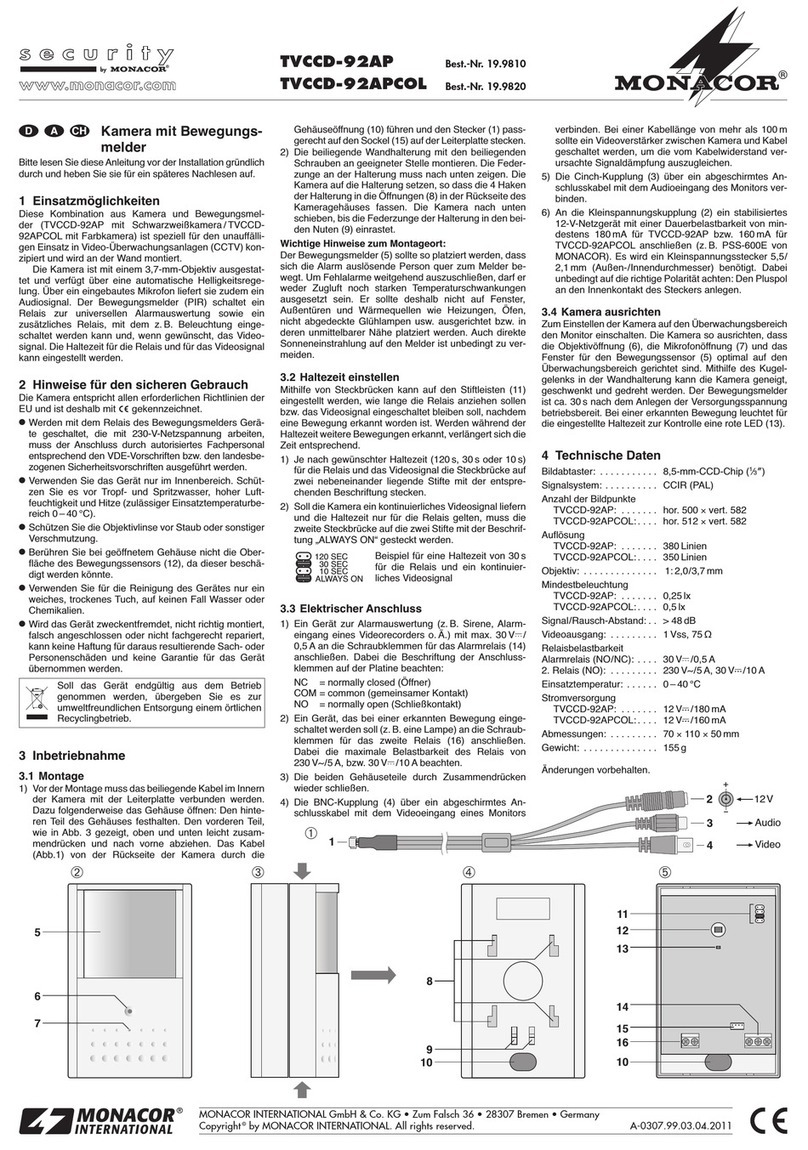 Monacor TVCCD-92AP operating instructions
