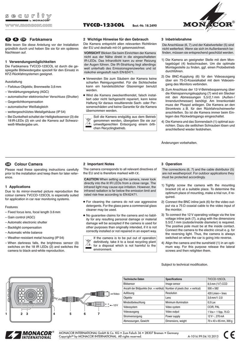 Monacor TVCCD-123COL User manual