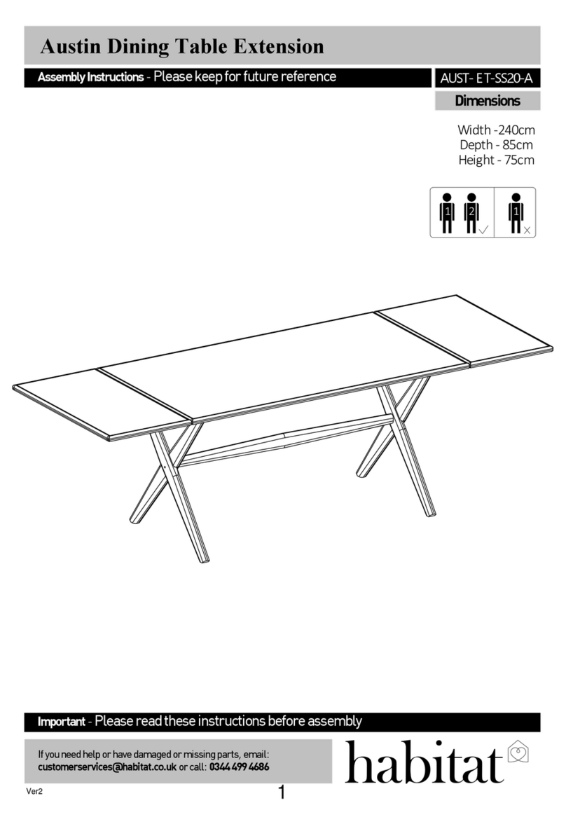 Habitat Austin Dining Table Extension AUST-ET-SS20-A User manual Habitat Austin Dining Table Extension AUST-ET-SS20-A User manual