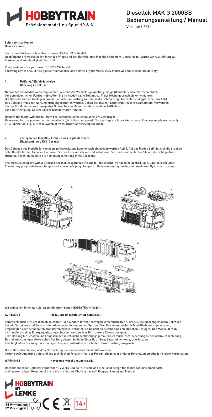 LEMKE HOBBYTRAIN MAK G 2000BB manual