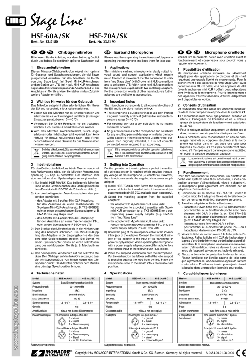 Monacor IMG STAGELINE HSE-60A/SK User manual