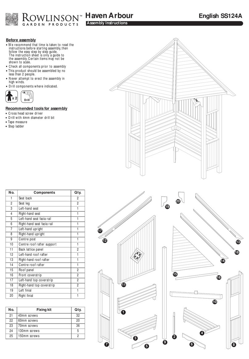 Rowlinson Garden Products Haven Arbour Assembly instructions