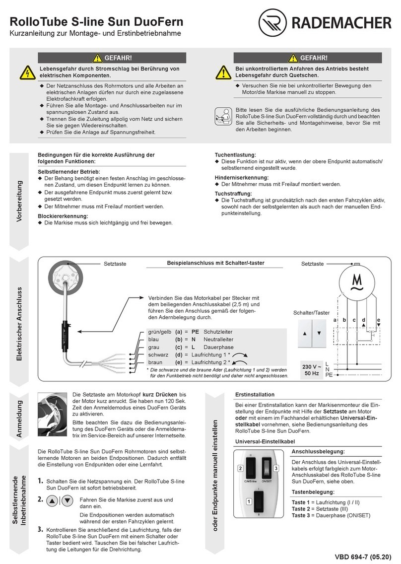 RADEMACHER RolloTube S-line Sun DuoFern Brief instructions for installation and initial commissioning RADEMACHER RolloTube S-line Sun DuoFern Brief instructions for installation and initial commissioning