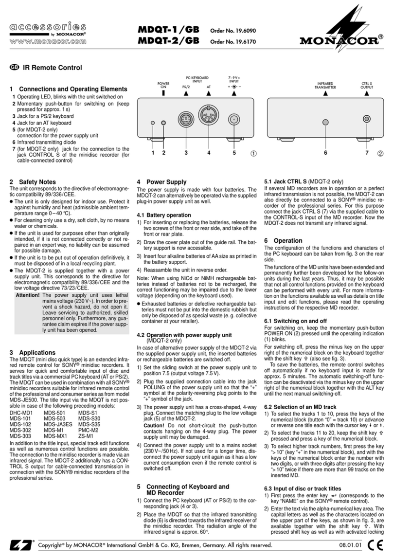 Monacor MDQT-1/GB User manual