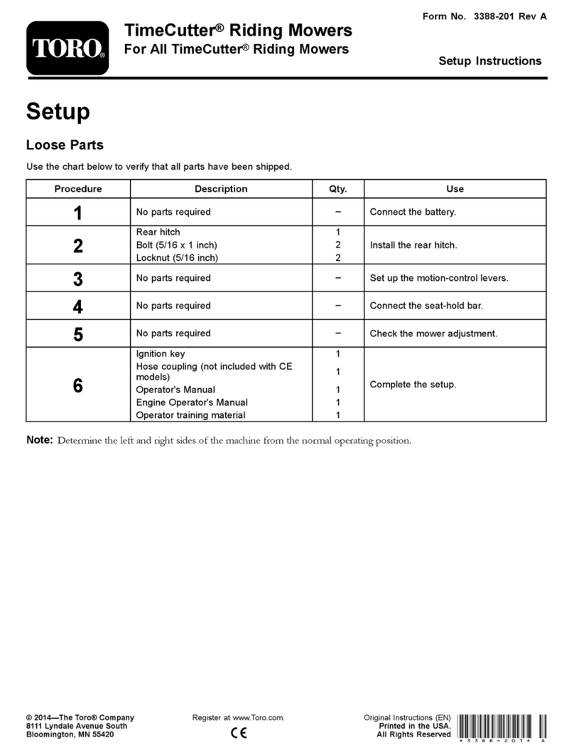 Toro TimeCutter MX 4200 Setup instructions