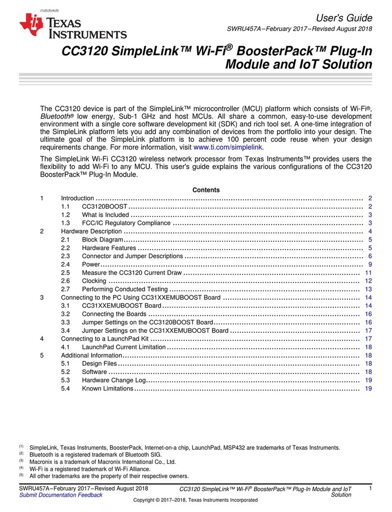 Texas Instruments SimpleLink Wi-Fi BoosterPack CC3120 User manual