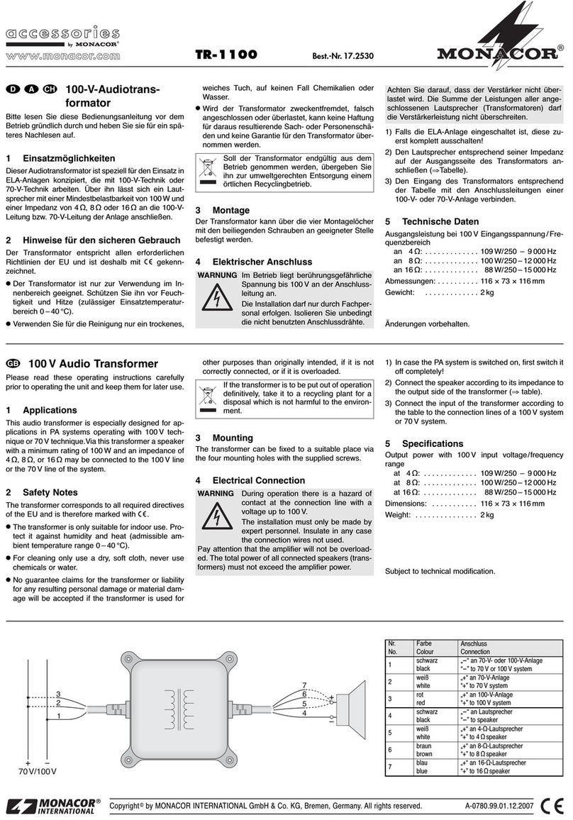 Monacor TR-1100 User manual