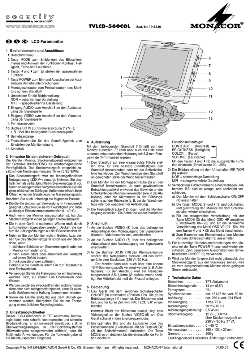 Monacor TVLCD-560COL User manual