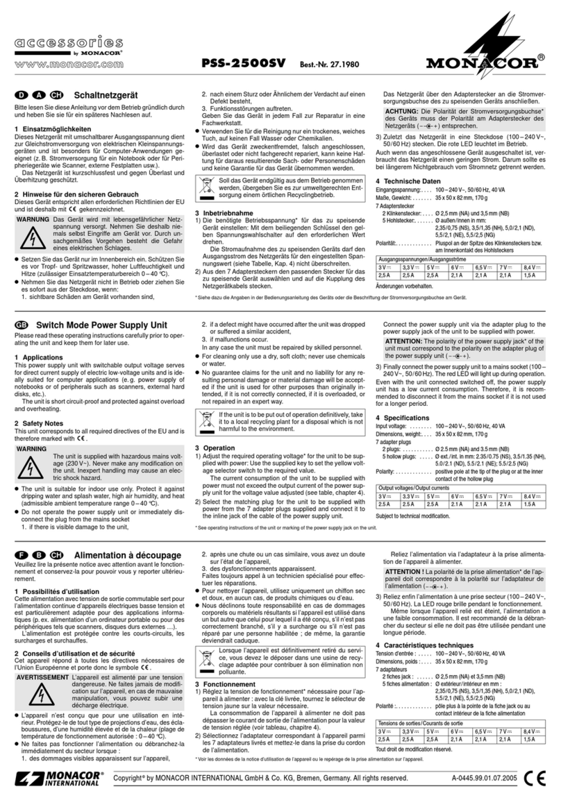 Monacor PSS-2500SV manual