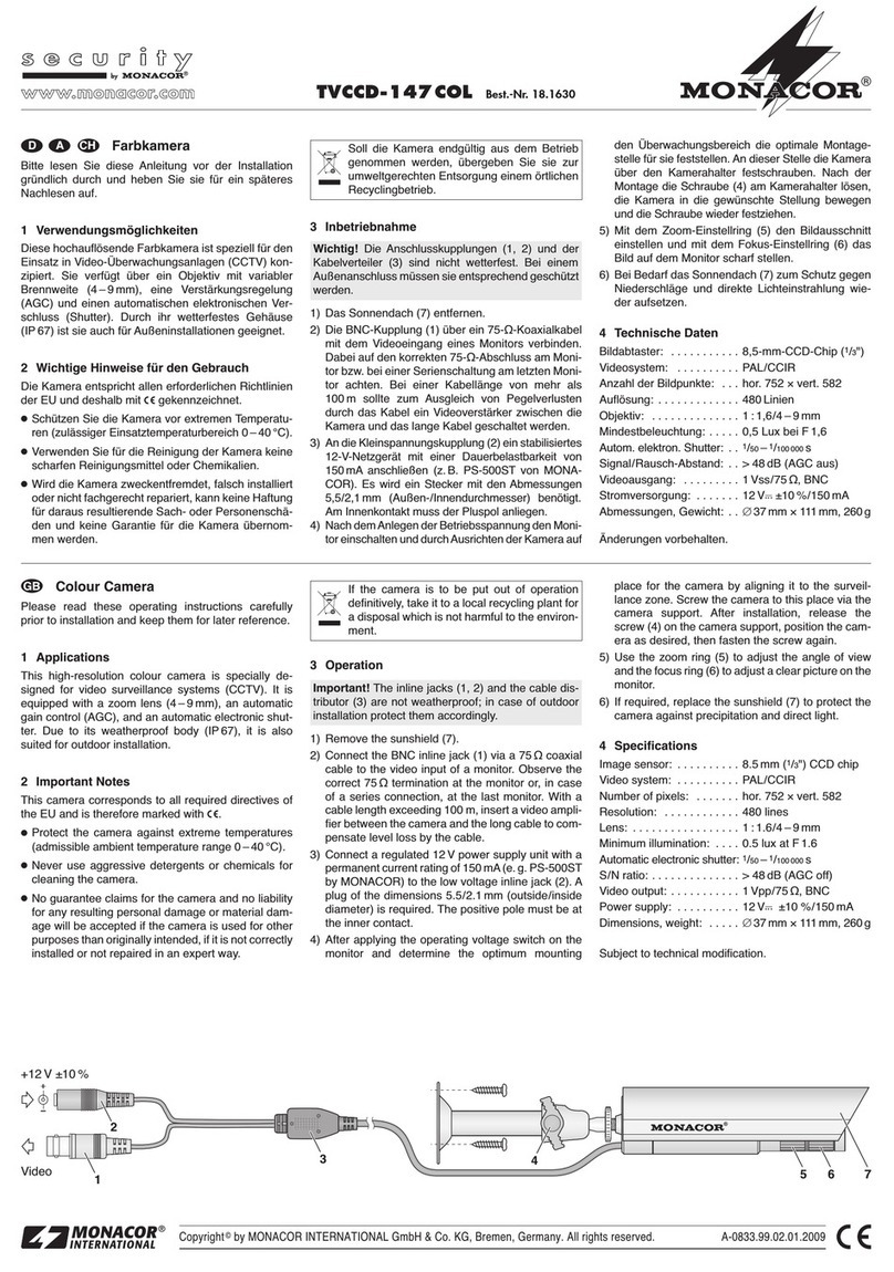 Monacor TVCCD-147COL User manual