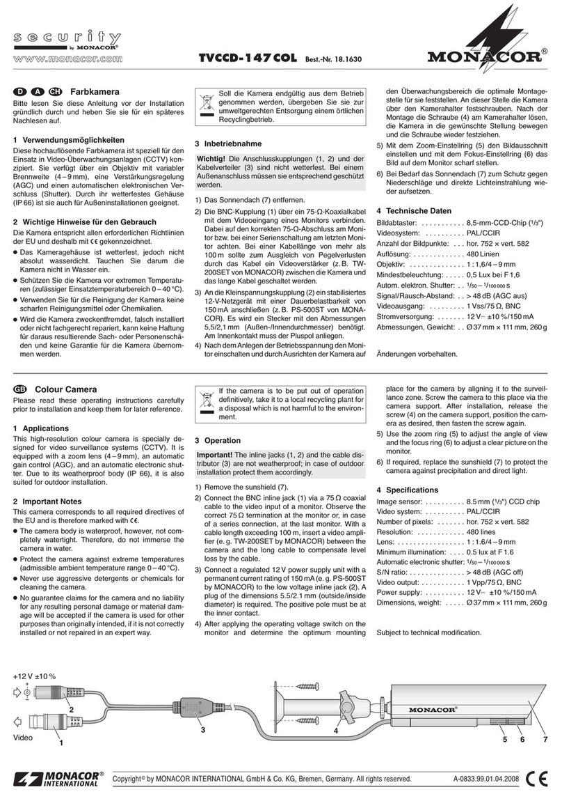 Monacor TVCCD-147COL User manual