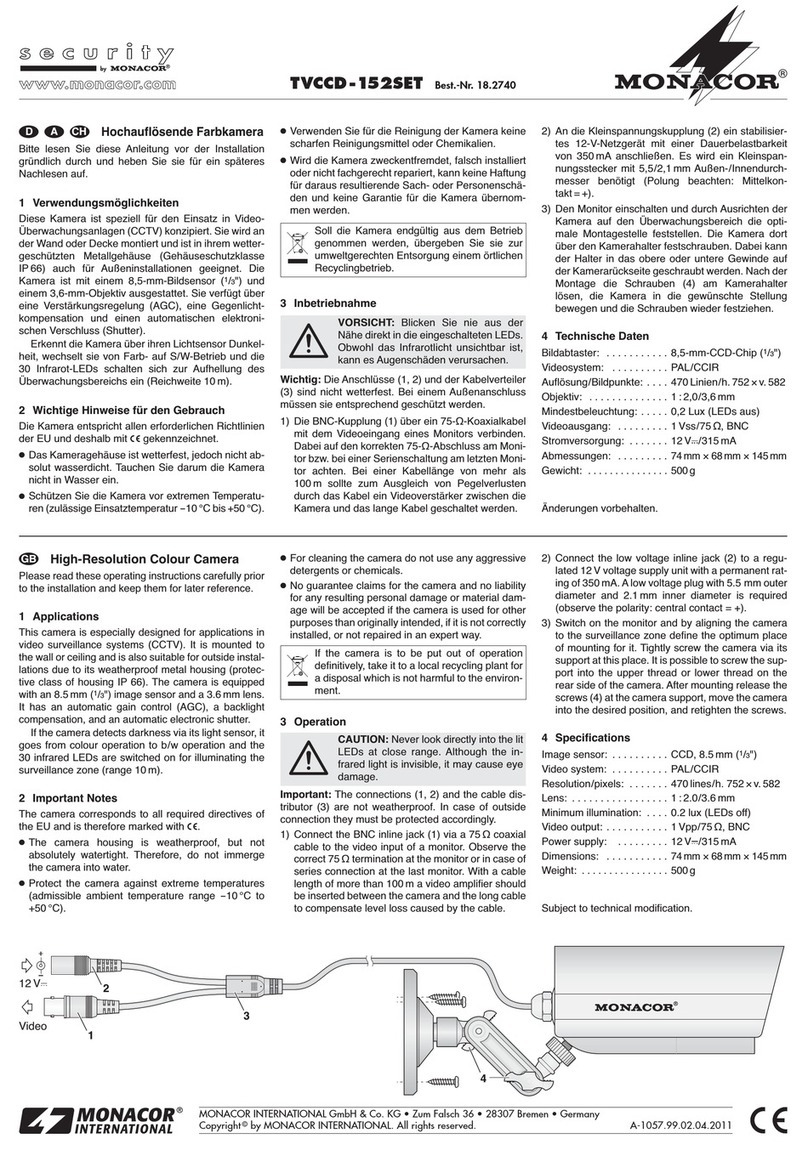 Monacor TVCCD-152SET User manual