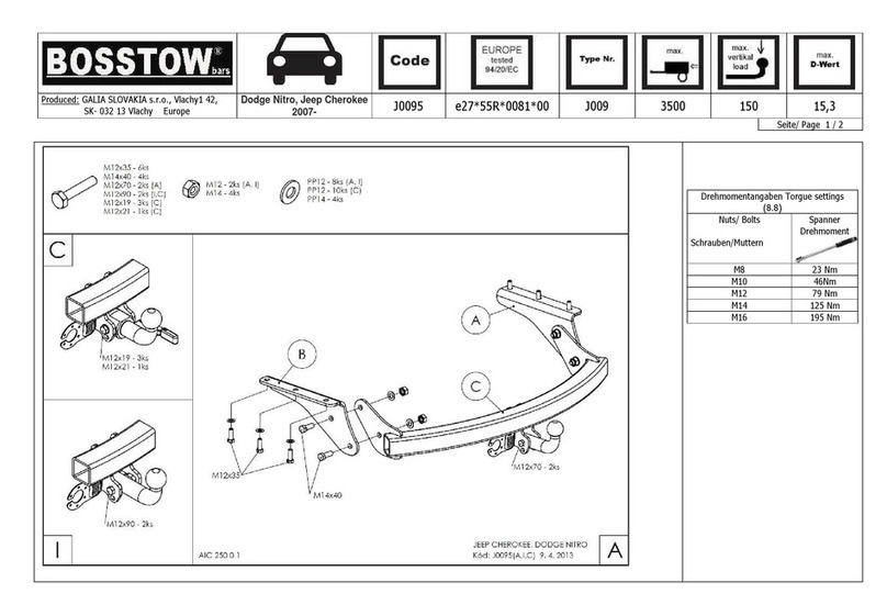 BOSSTOW J0095 Fitting instructions