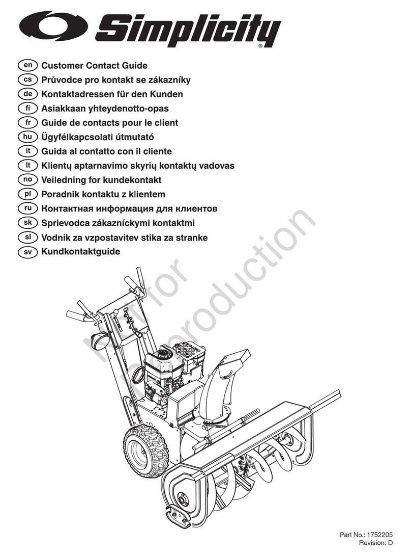 Briggs & Stratton Simplicity 1752205 Customer Contact Guide