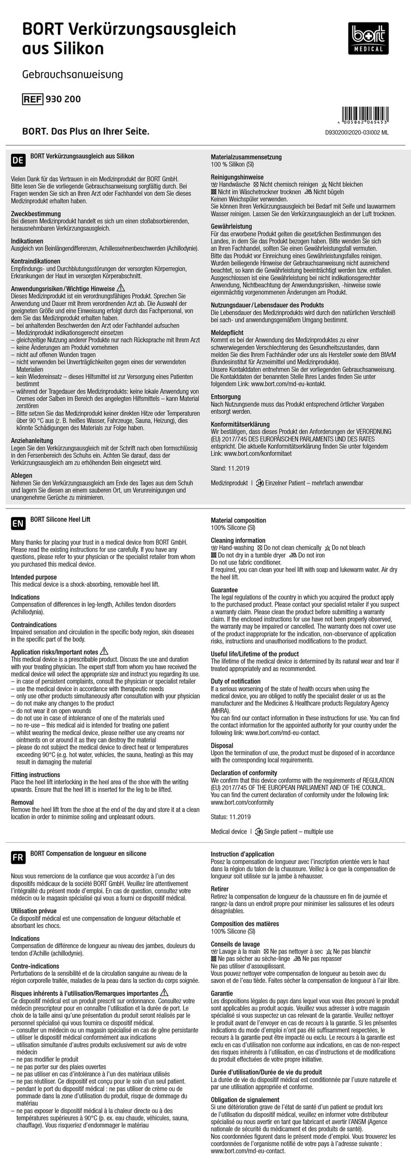 bort medical 930 200 manual