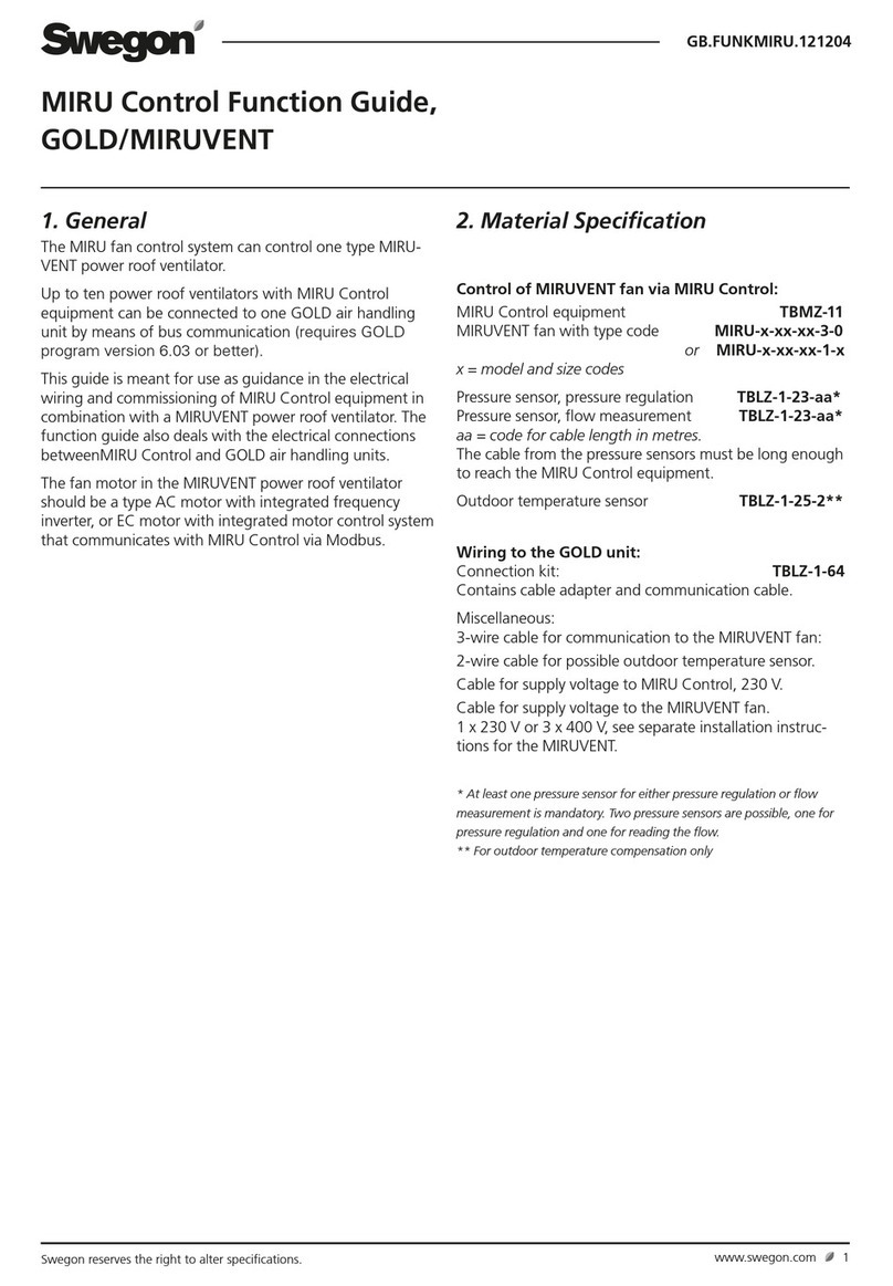 Swegon MIRU Control Instruction and safety manual