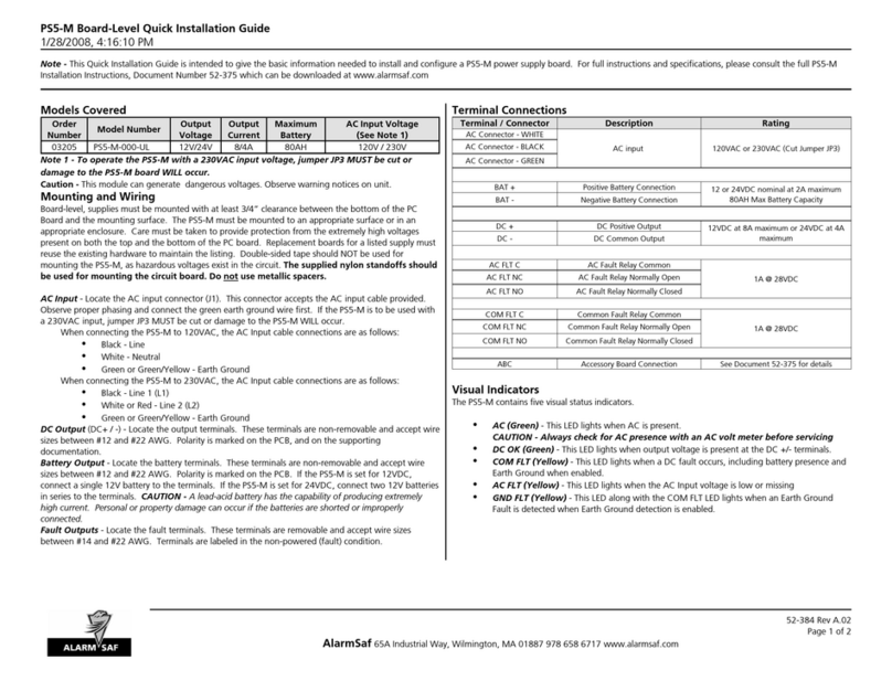 Alarm SAF PS5-M Series Quick installation guide